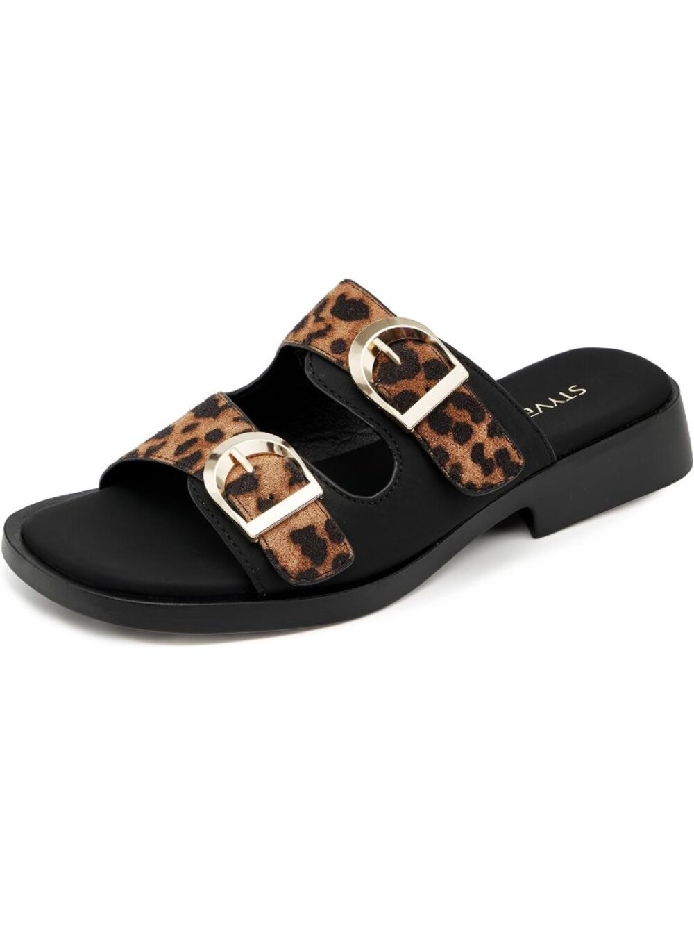 Women’s Tiger Black Comfortable Slip On Open Toe Minimalist Fashion Flat Sandals